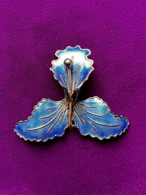 Vintage sterling silver orchid brooch / pin